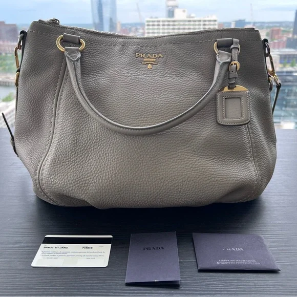 Prada Bags Authentic Prada Pomice Vitello Daino Leather Top